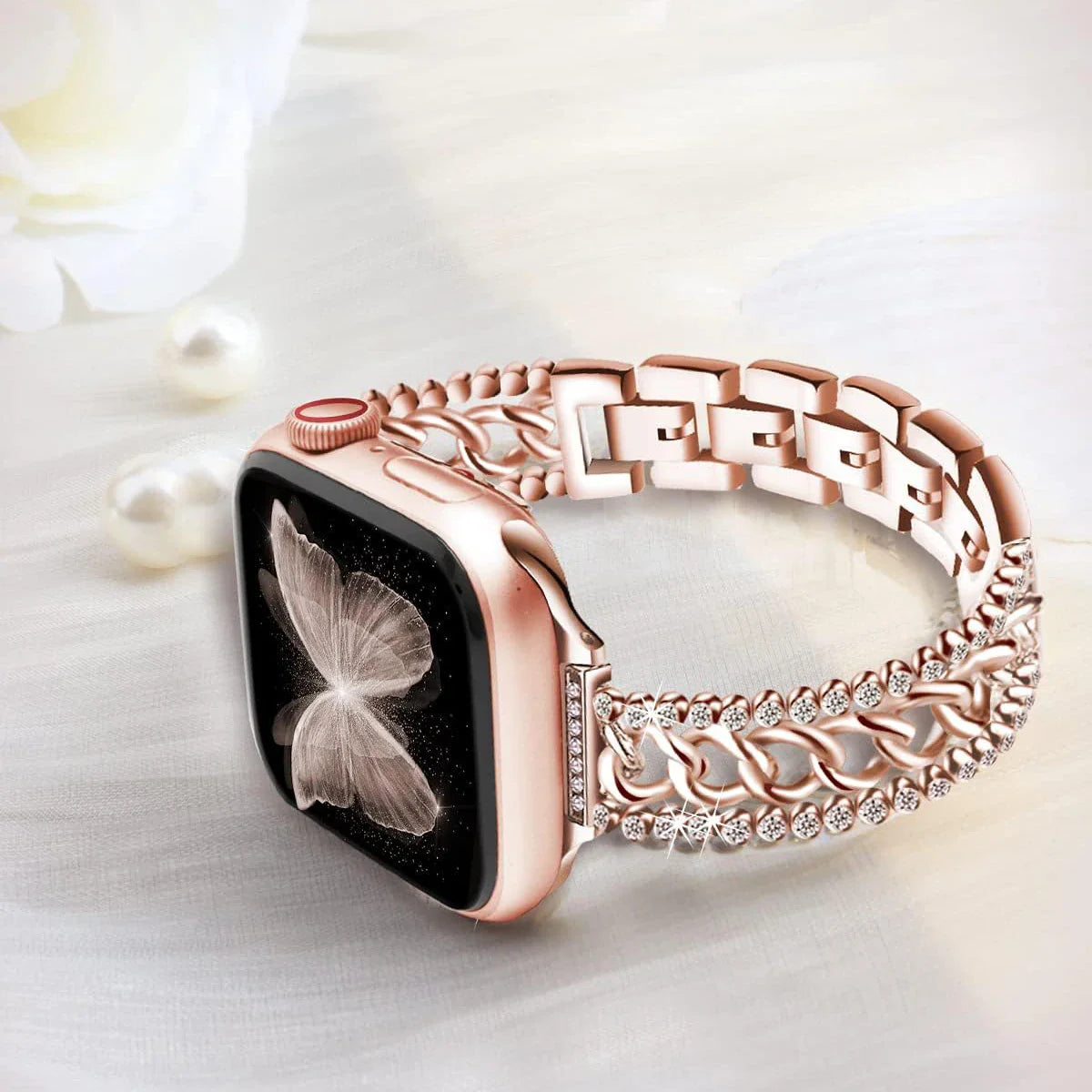 Apple Watch Band mit Strass-Kette – Armband mit Strass-Schleife
