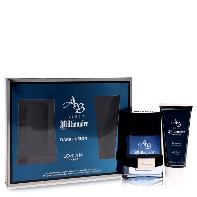 Spirit Millionaire Dark Fusion by Lomani Geschenkset – 3.3 oz Eau De Parfum Spray + 3.3 oz Duschgel für Herren
