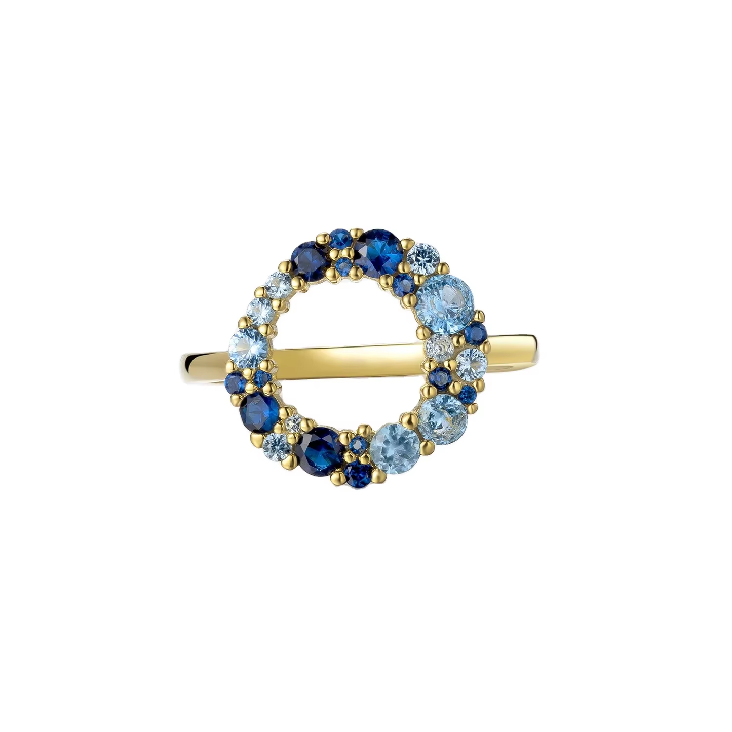 Statement-Ring „Seaside“ in Gold – Blauer Zirkonia, Sterlingsilber, 18 Karat vergoldet