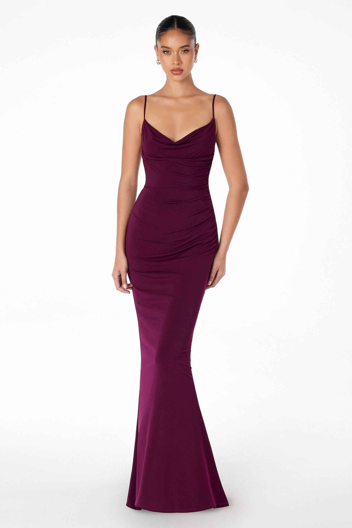 Astee T2008 Fitted Spaghetti Strap Open Back with Lace Detail Gown