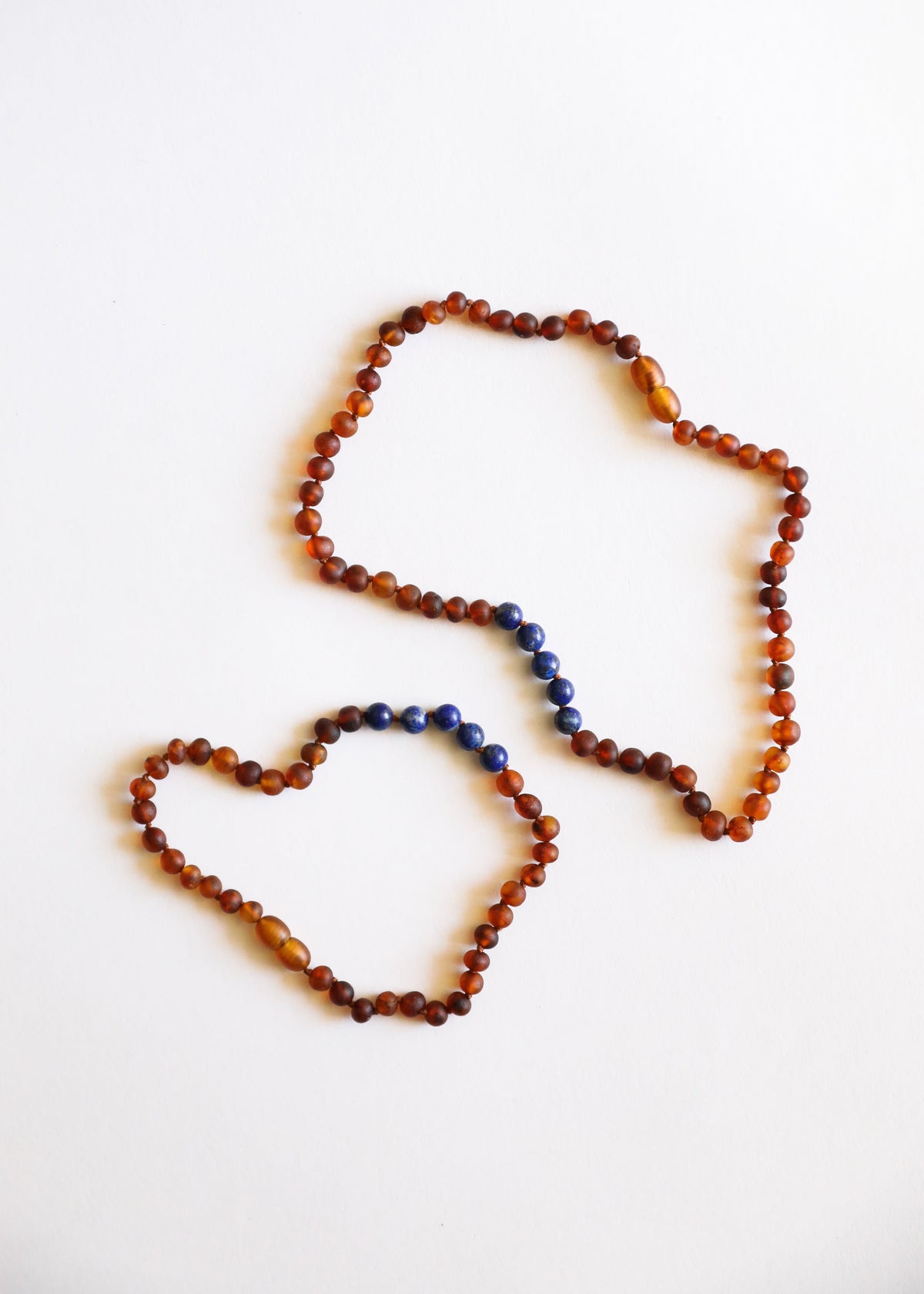 Rohcognacfarbener Baltischer Bernstein + Lapislazuli || Halskettenset