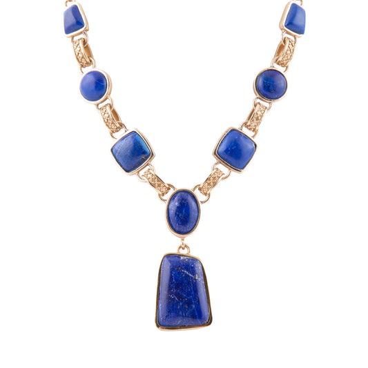 Königsblaue Lapislazuli-Gold-Halskette