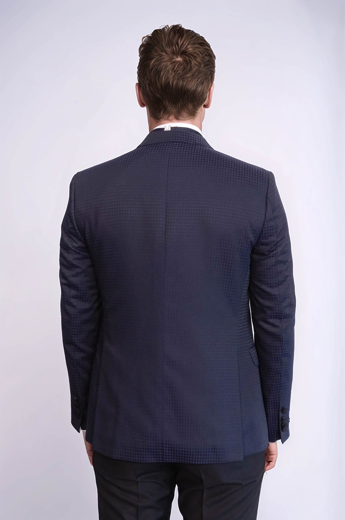 Patterned Jacket Combined Navy Blue Tuxedo | Wessi