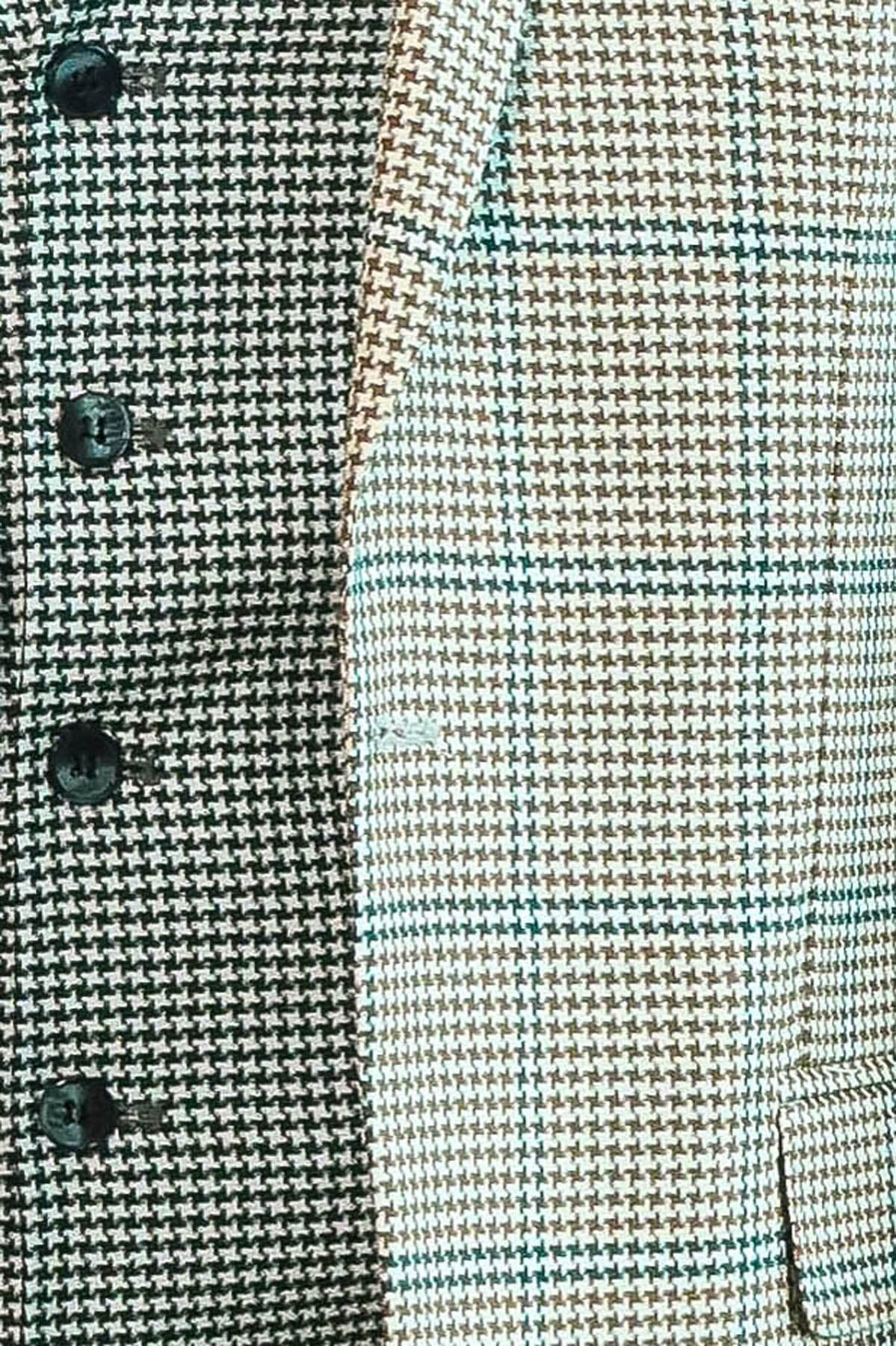 Checked Patterned Slim Fit Beige Men Suit - Wessi