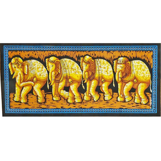 Elephant Herd Batik Wall Banner Table Runner Boho Cotton