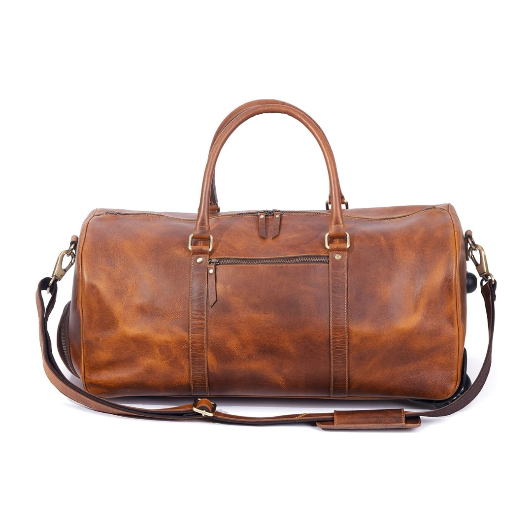 Brauner Leder-Trolley 44L