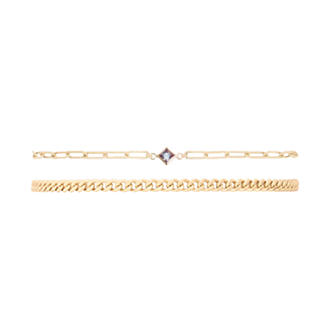 Bracelet de naissance + Bracelet Gabi Curb