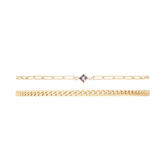 birthstone + gabi curb bracelet stack
