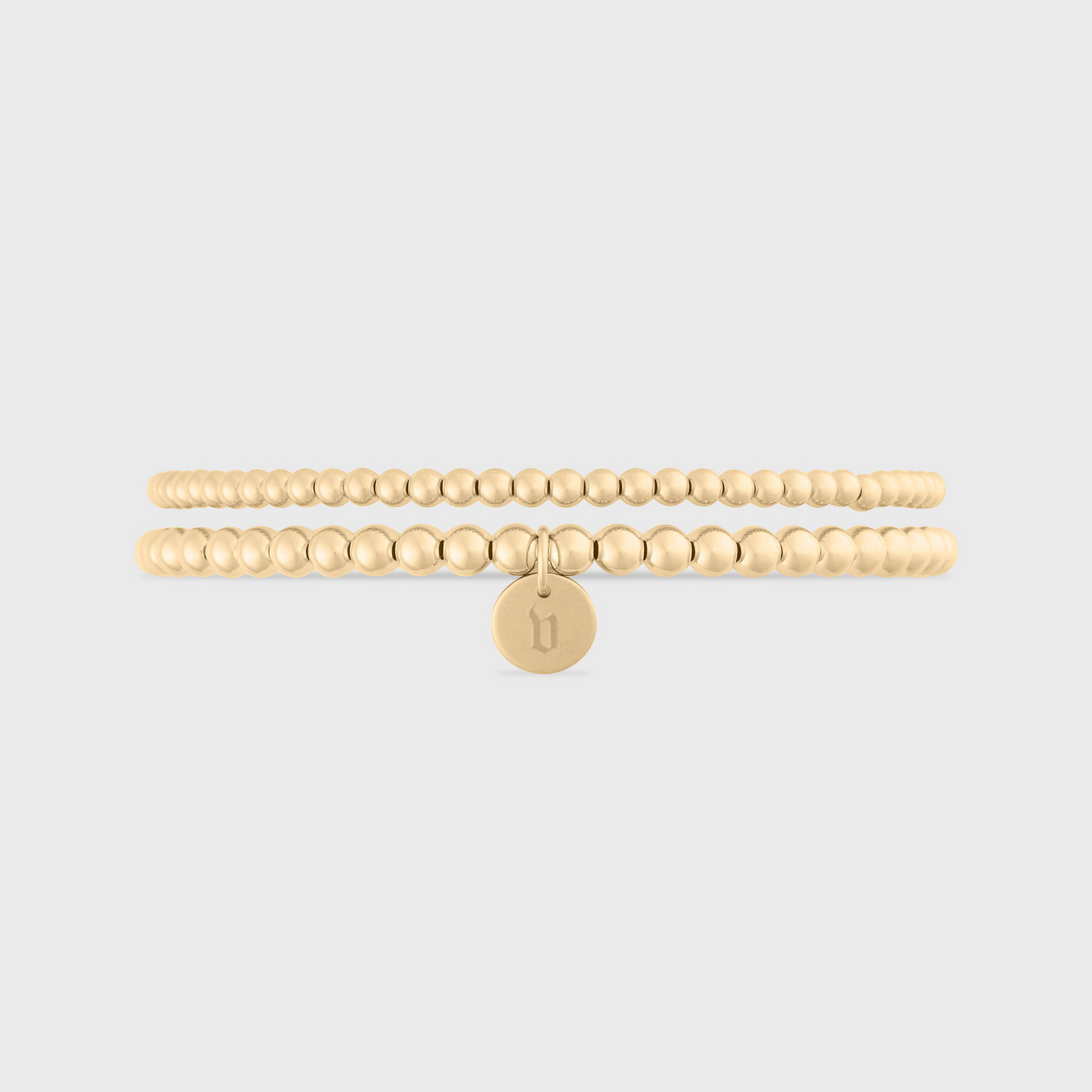 Old English Initial Juno Double Bracelet Stack (3+4mm)