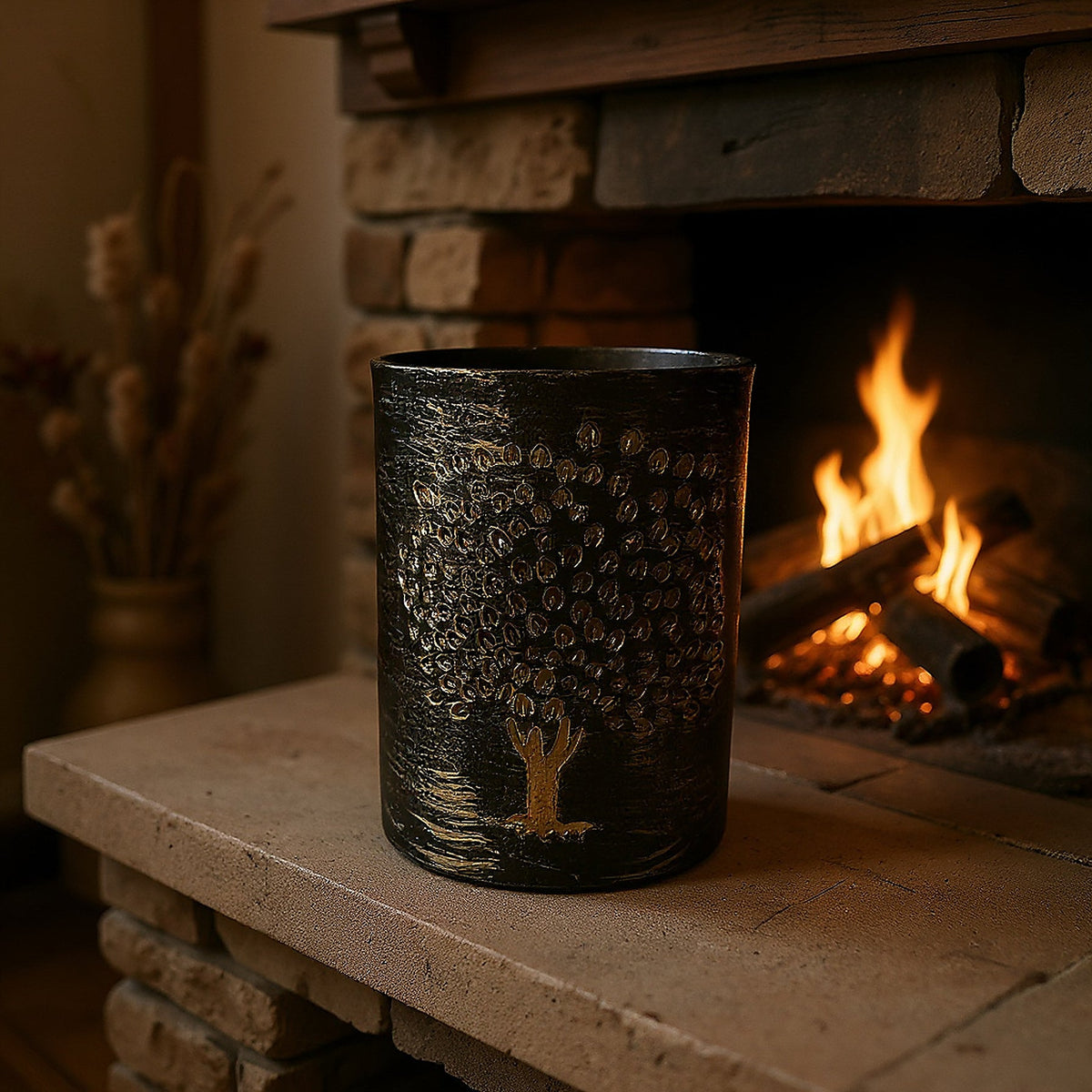 Vibhsa Tree Votive Candle Holder | 4.4", Laser-Cut, Rustic Finish