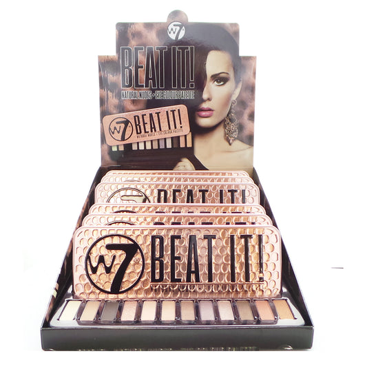 W7 BEAT IT Natural Nudes Lidschatten-Palette Display-Set, 6 Stück plus Display-Tester