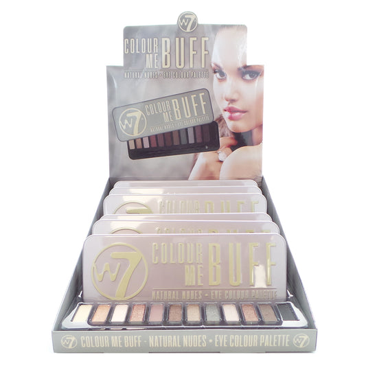W7 Colour Me Buff Natural Nudes Lidschatten-Palette Display-Set, 6 Stück plus Display-Tester