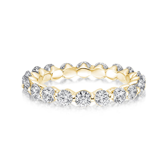 Rodiffy Moissanit 1,5 Karat runder Schliff Gelbgold-Jubiläumsring