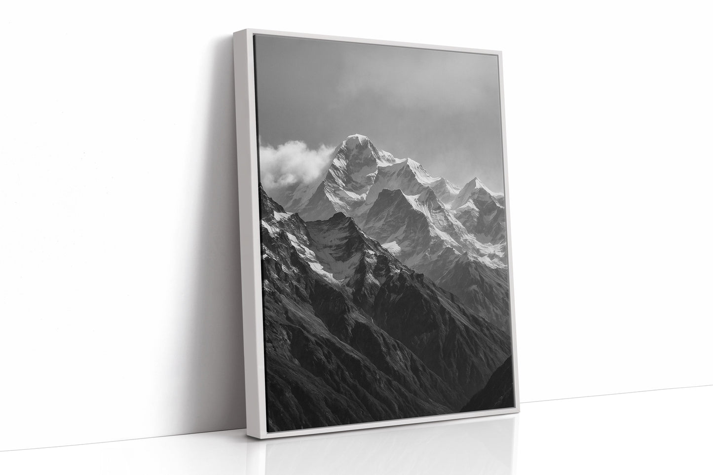 Monochrome Majesty – Black & White Alpine Mountain Print