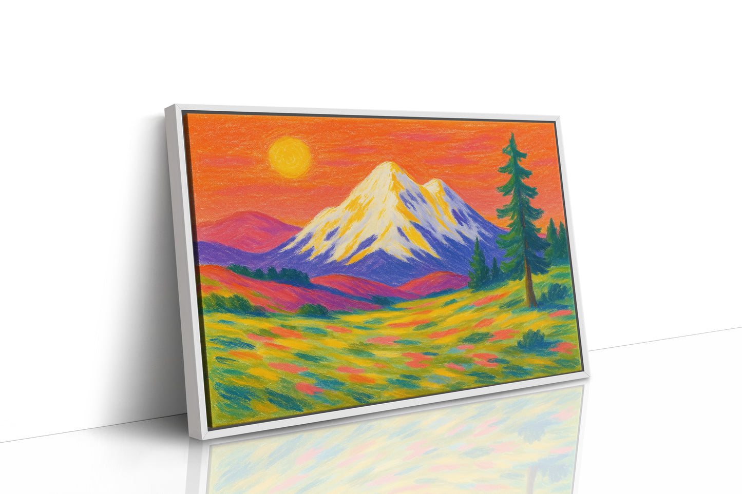 Vibrant Mountain Sunset with Flowery Meadow