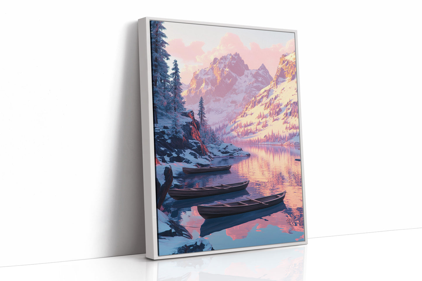 Enchanting Winter Mountain Lake Art Print