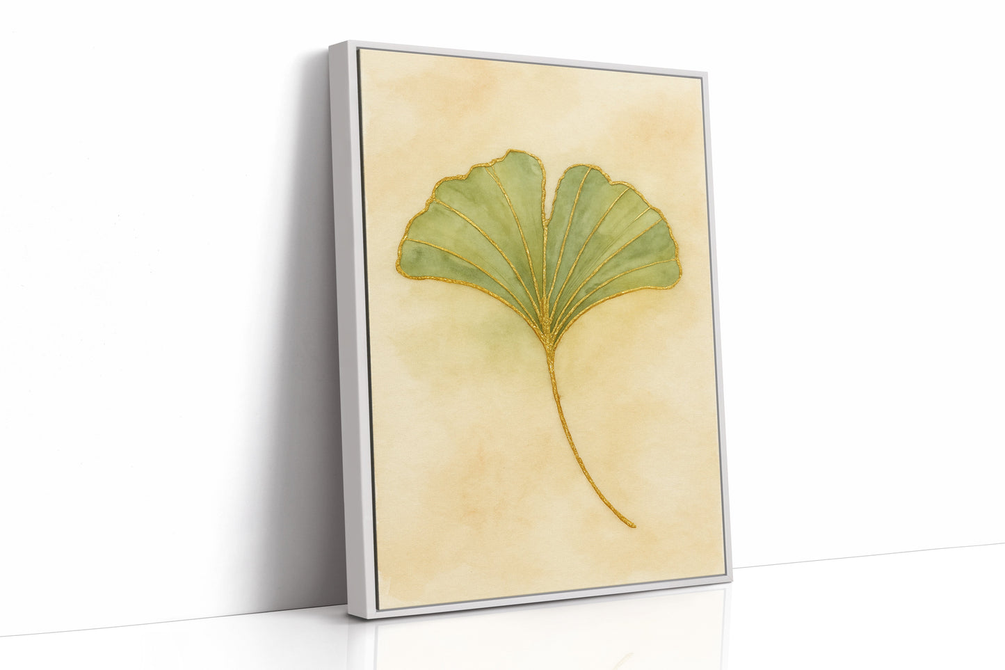 Eleganter Ginkgo-Blatt-Aquarell-Kunstdruck