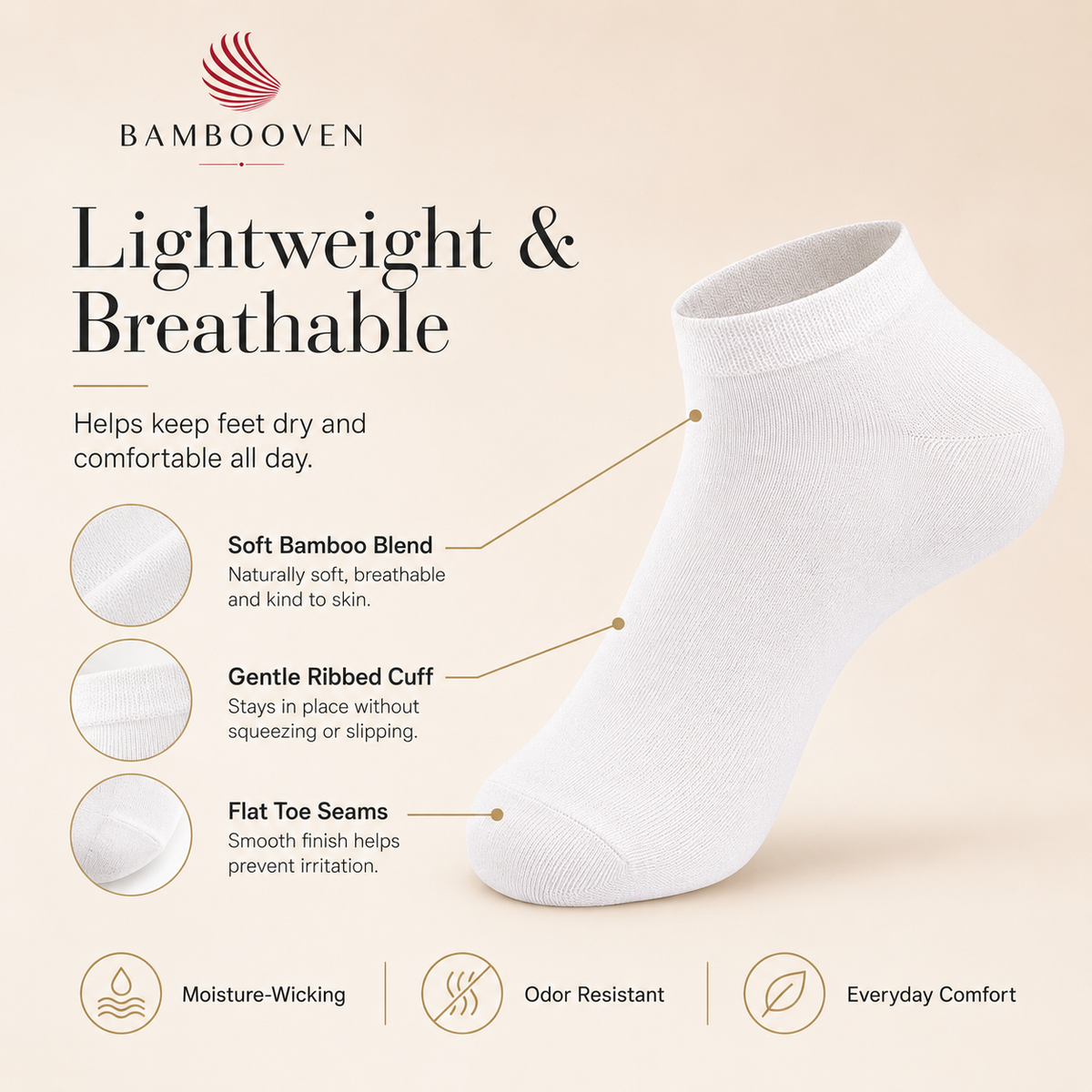 Damen Bambus-Sneaker-Socken 6er-Pack – 581