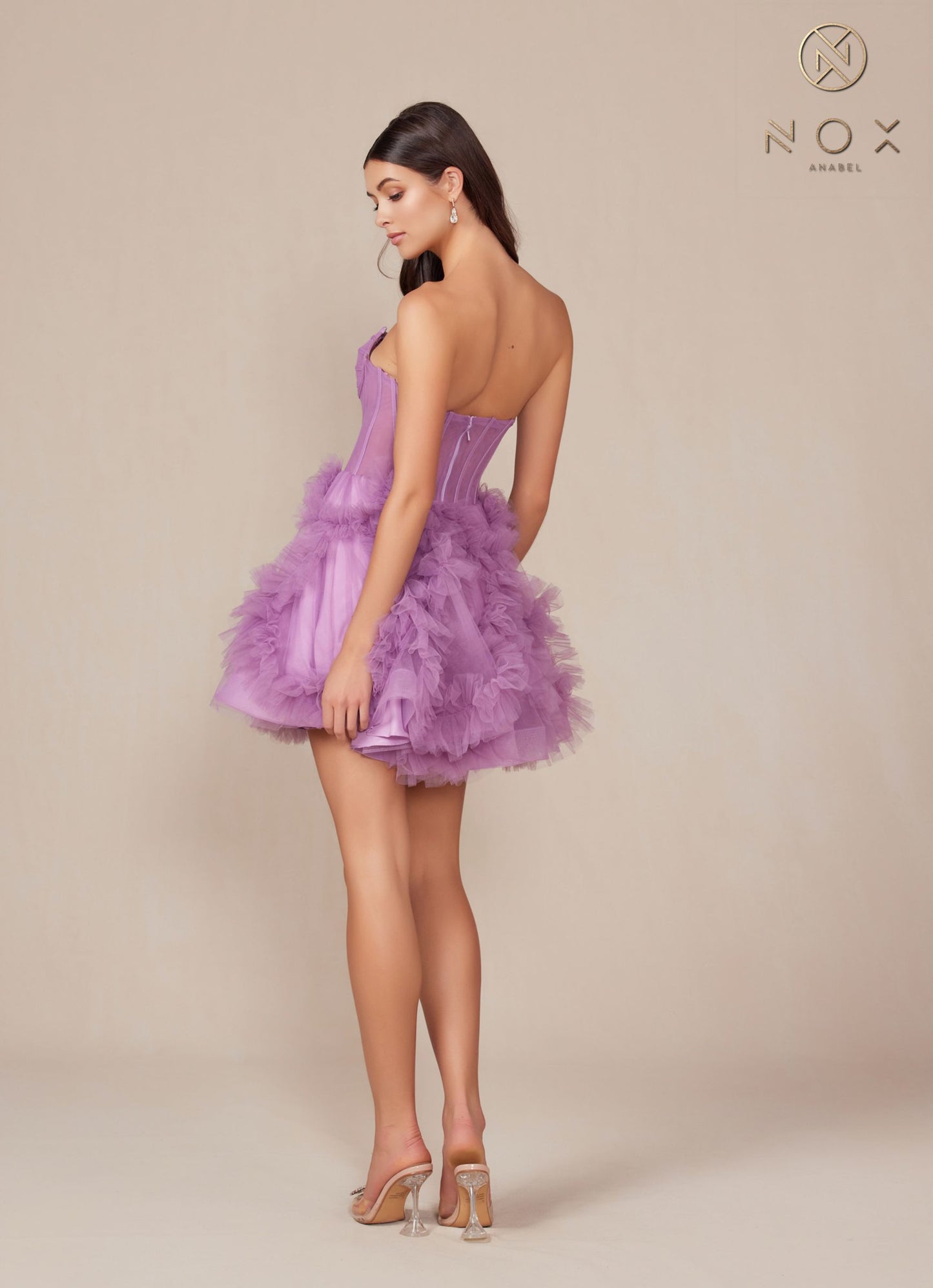 Nox Anabel Y859 Dress Strapless Sweetheart A-Line Ruffled Skirt