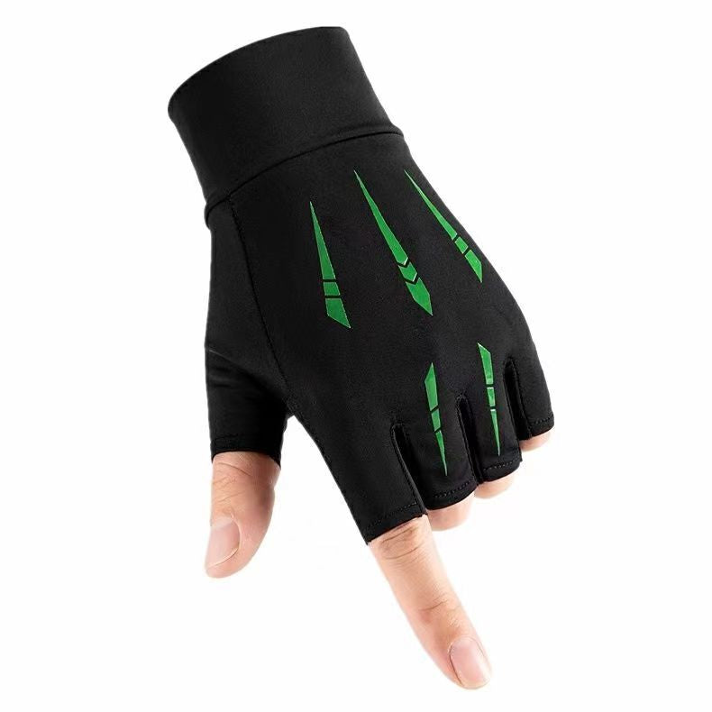 Summer Outdoor Sports Half-finger Gloves Made From Ice Silk With A Non-slip Grip