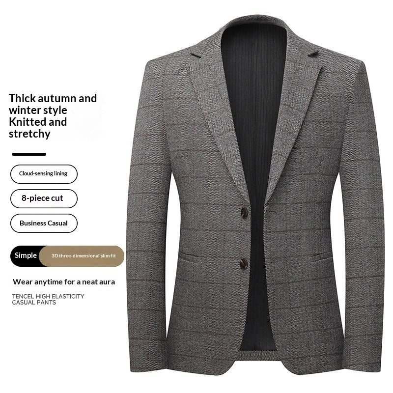 Mens Casual Suit Stretchy Wrinkle-free Trendy Suit