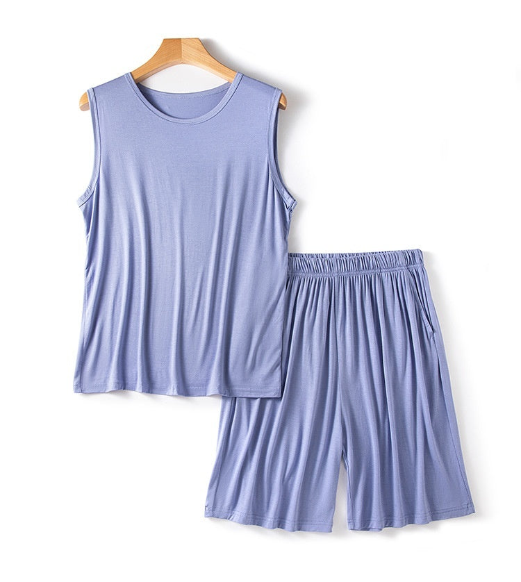 Men's Modal Vest Shorts Summer Loose Plus Size Sleeveless