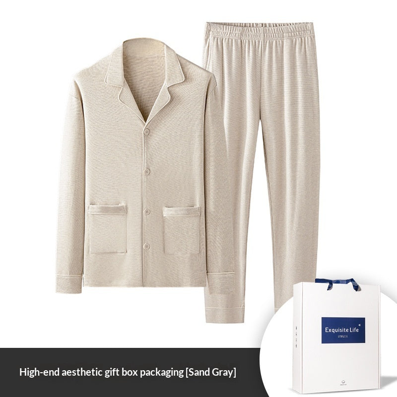 Jacquard Plaid AutumnWinter Mens Pajama Set
