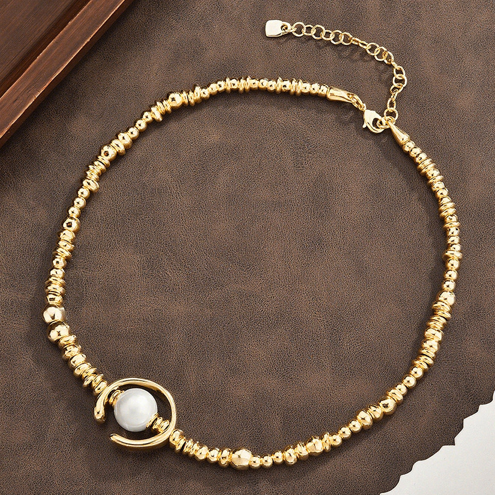 3Pcs Trendy Broken Silver Big Pearl Jewelry Set For Women, Necklace Bracelet Earring Matching Set, Dainty Elegant Sweater Chain Fashion Jewelry
