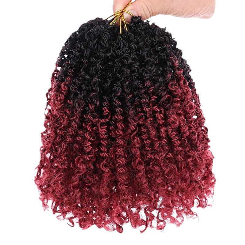 Synthetic Fiber Wig8 Inches24 StrandsCrocheted Small CurlsIrregular Style