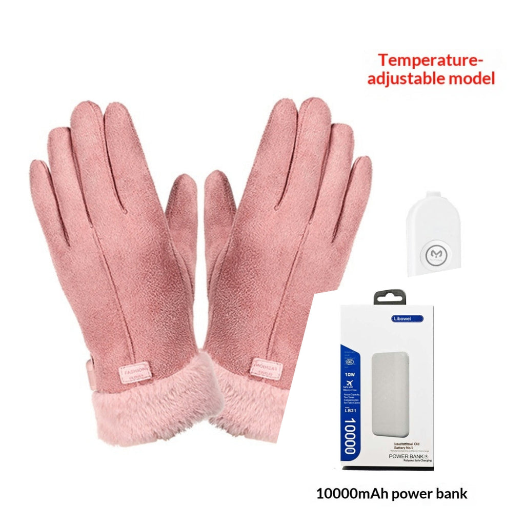 Winter Women's USB Heating Waterproof Suede Finger Gloves