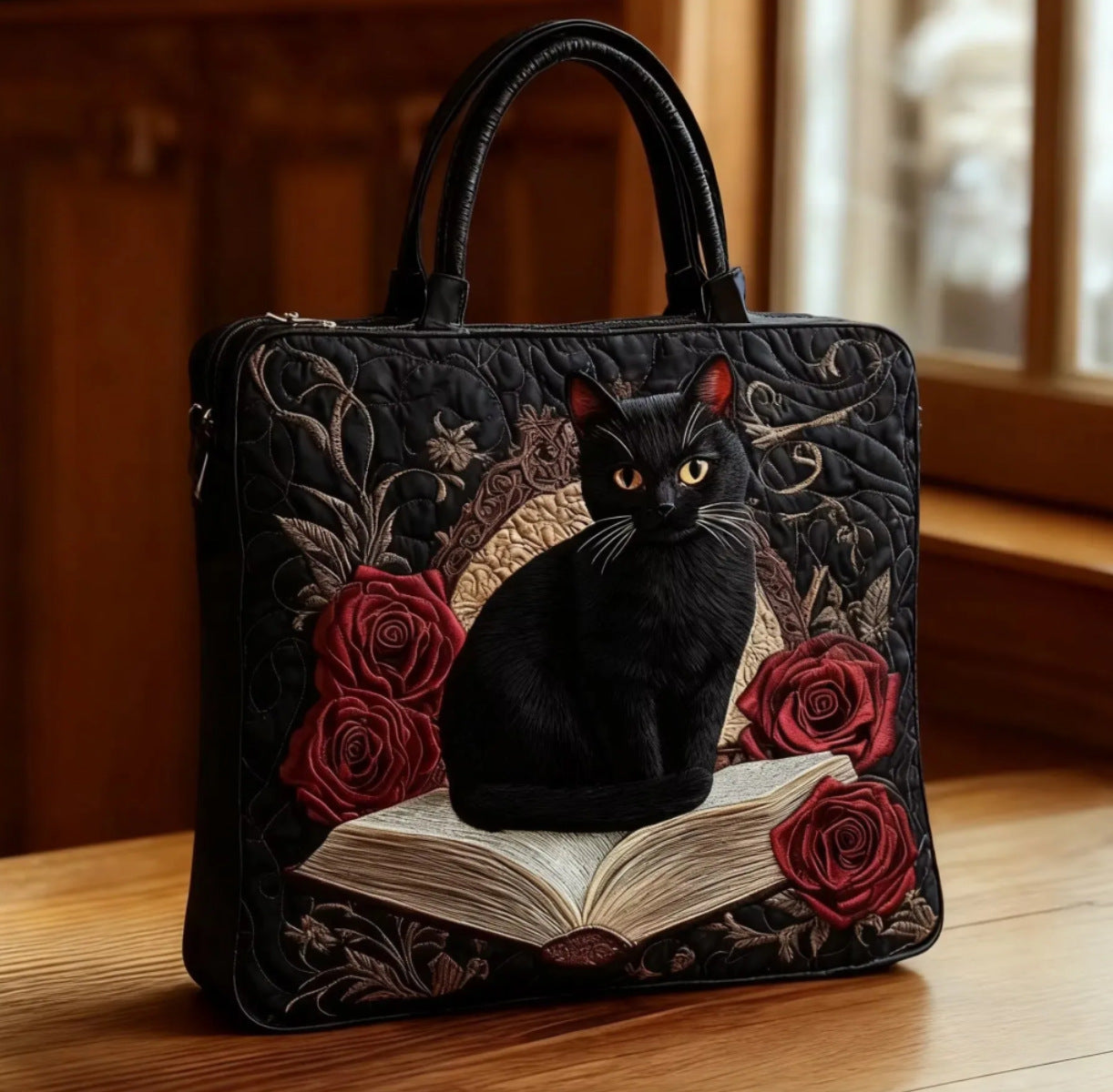 Digital-print Quilting Tote Bag, Commuter Casual Cotton-padded Jacket Bag