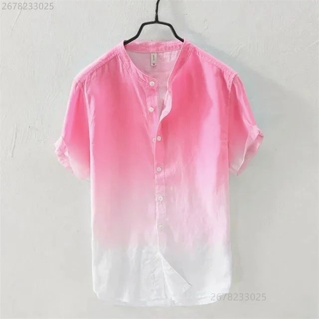 Breathable Comfortable Resort-style Ombre Short-sleeve Shirt
