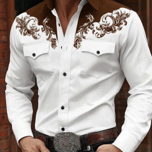 Mens Summer Short-Sleeve Striped Floral Shirt