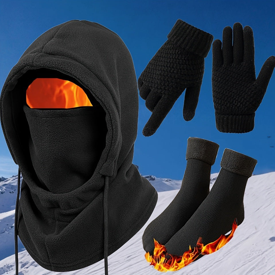 Winter Warm Hat Gloves Socks Set