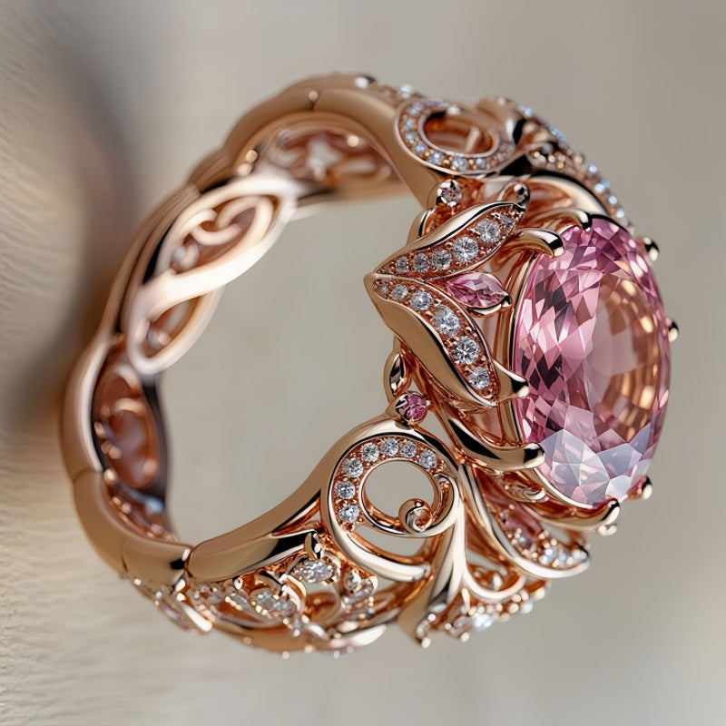 Niche Minimalist Copper Ring With Zircon Inlay