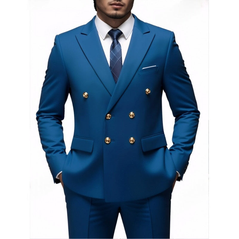 Mens Double-Breasted Fashionable Casual Blazer