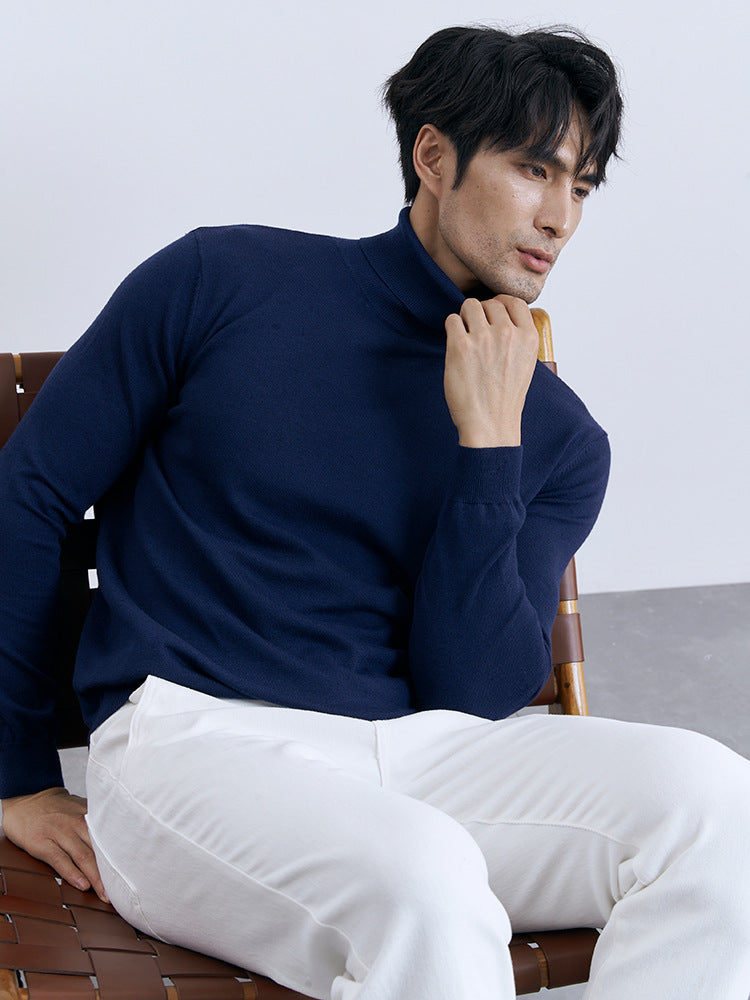 Turn-down Turtleneck Core-spun Knit Sweater For Men Rugged Style