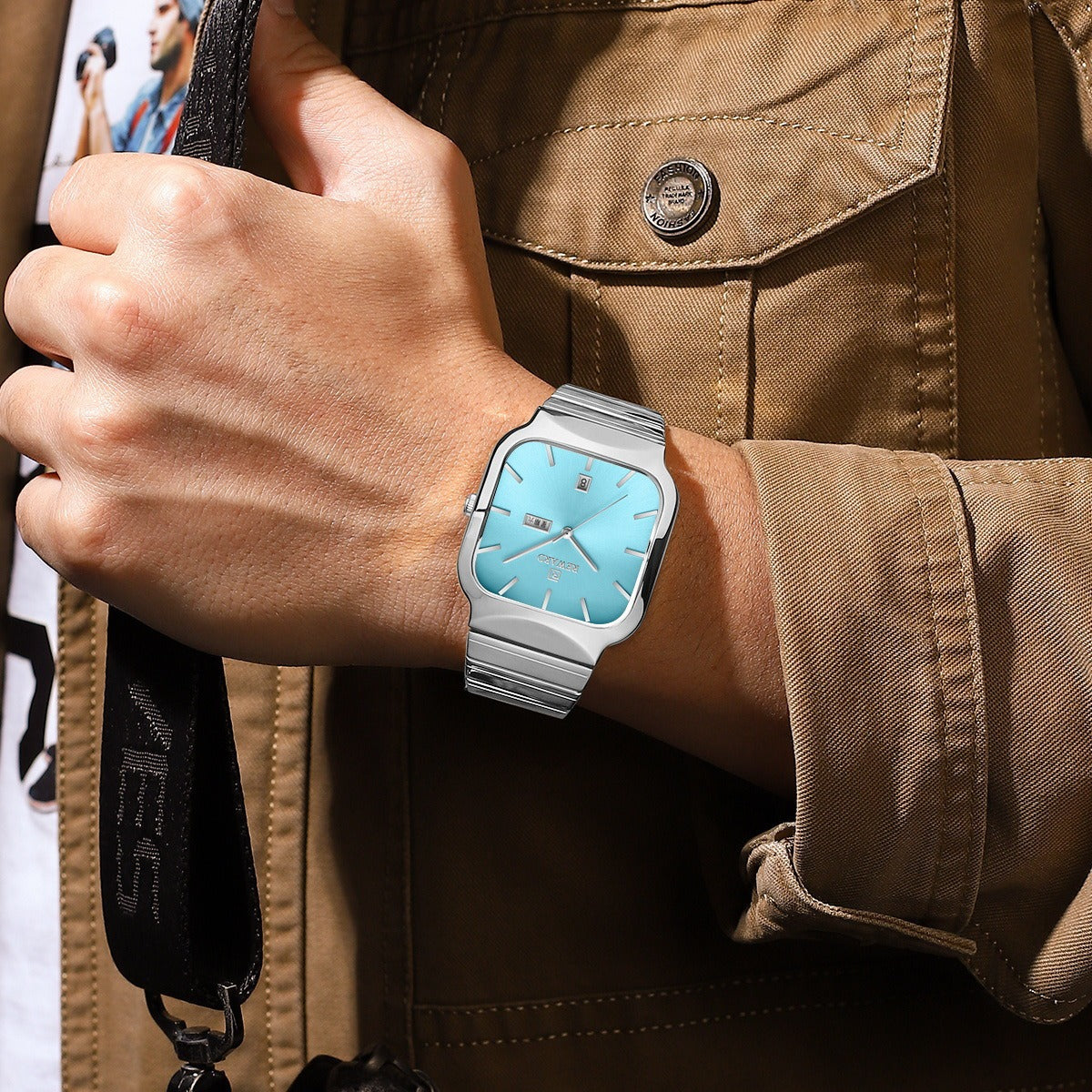 Square Double-point Casual Couple Functional Watch