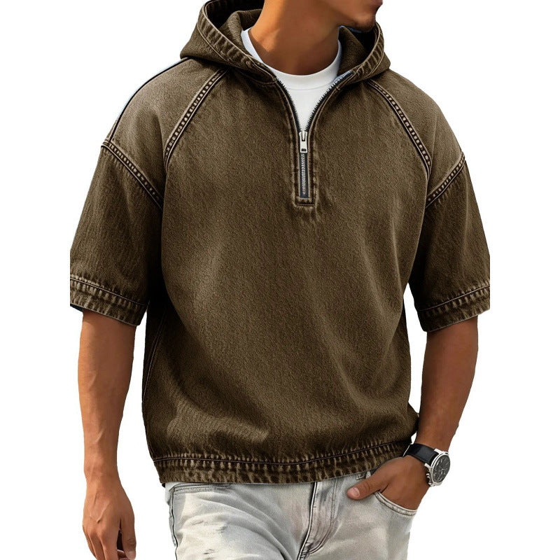 Sports Hoodie With A Half-zip And Hood