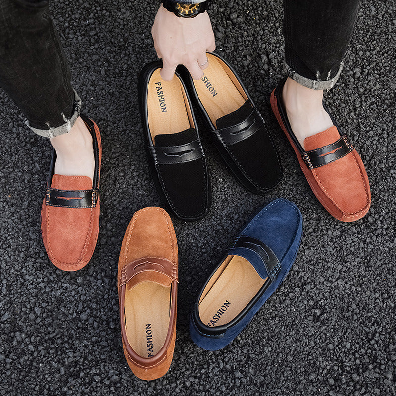 New Color-block Edging Slip On Loafer For Men Versatile Leather Shoes
