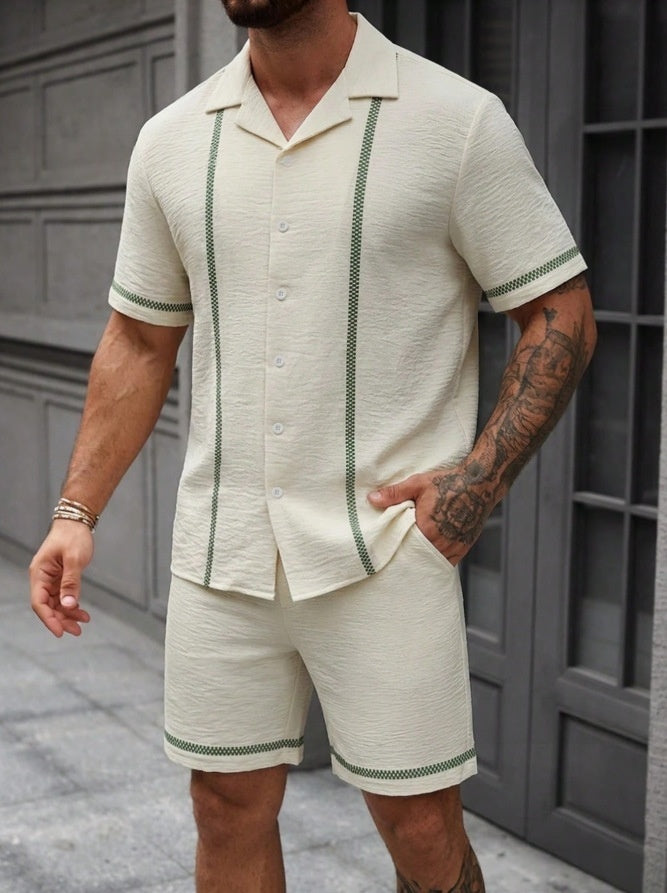 Mens Fashionable Printed Casual Shirt Set