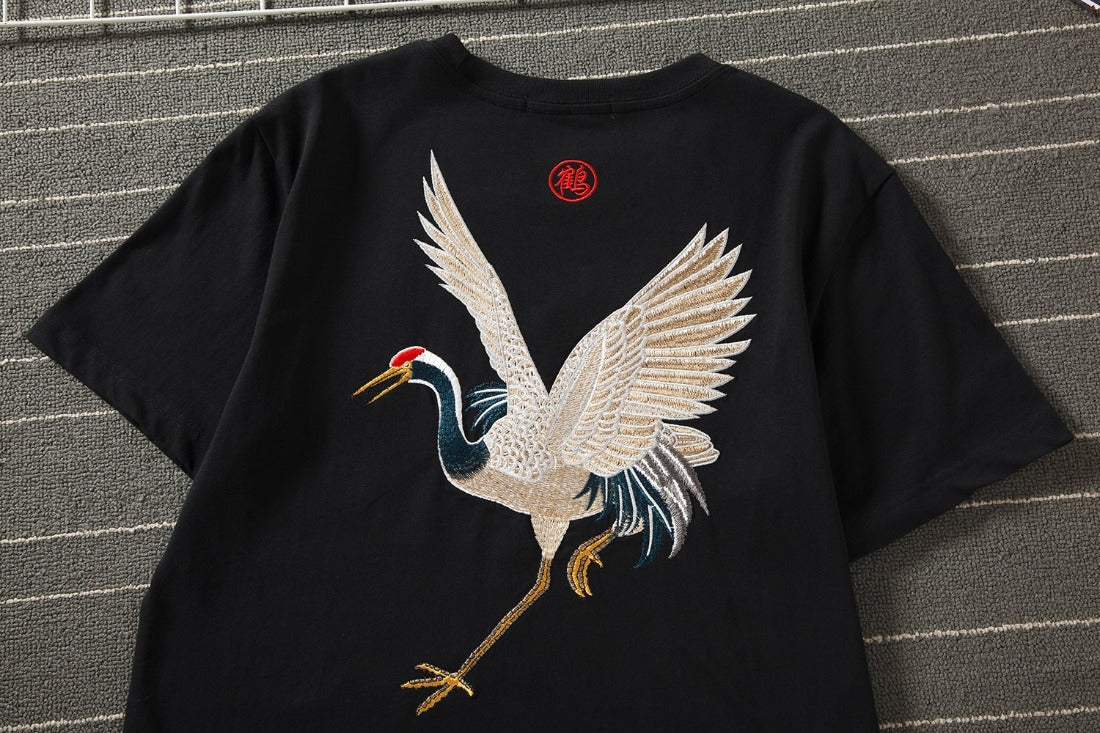 T-shirt brodé grue volante KH858