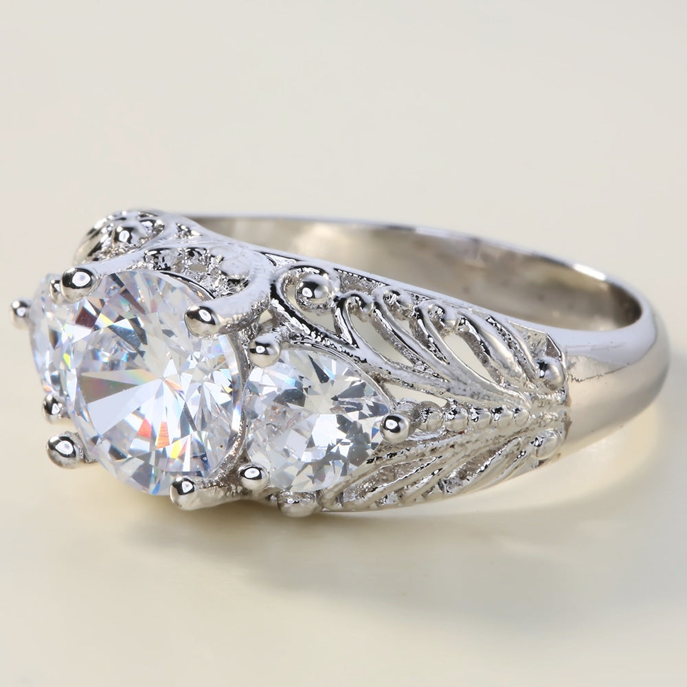 Copper Plate Inlaid Zircon Ring