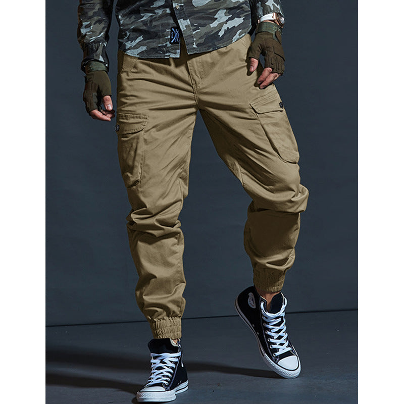 Mens Slim-fit Multi-pocket Work Trousers