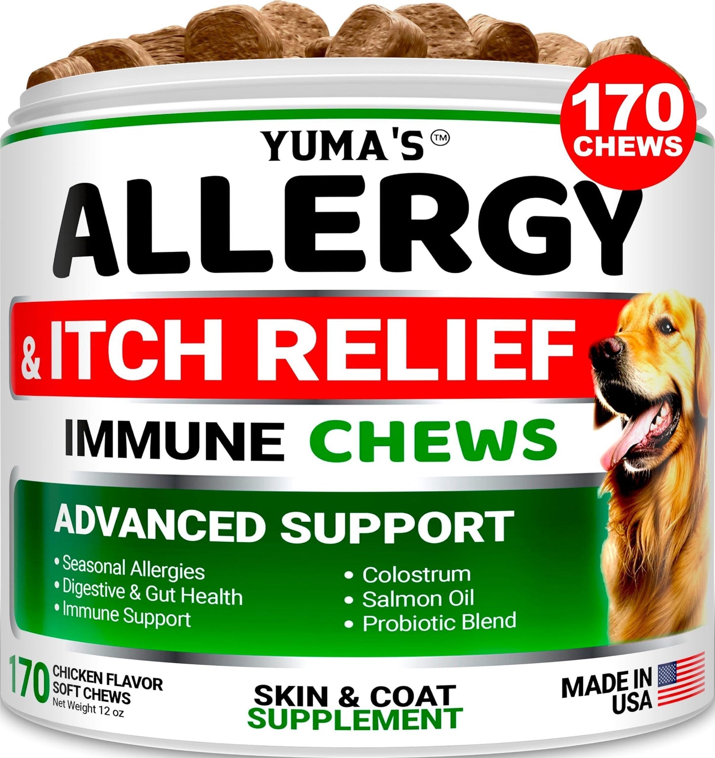 Dog Allergy Relief Chews 170 Count Itchy Skin Relief Beef Liver Flavor