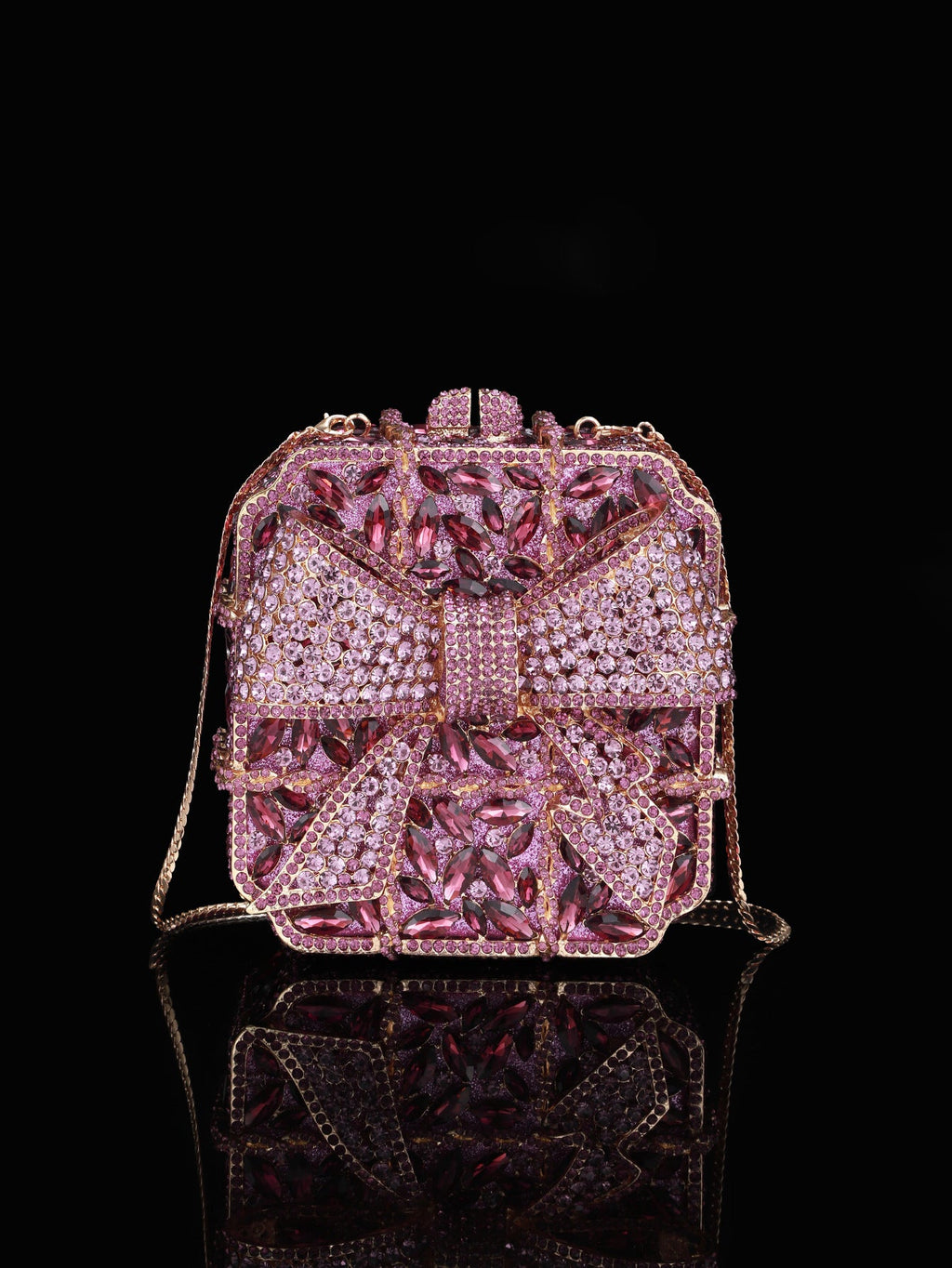 High-end Luxurious Heavy-Embroidered Shiny Champagne Bottle Rhinestone Evening Bag