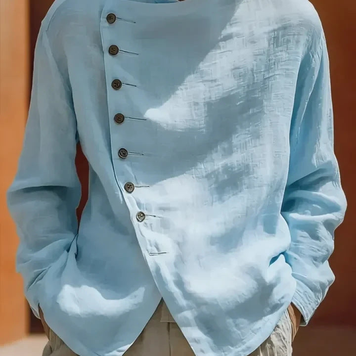 Mens Retro Loose-Fit Crew-Neck Shirt