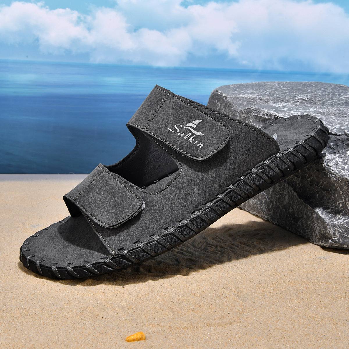 Men's Casual Outdoor Leather Slippers