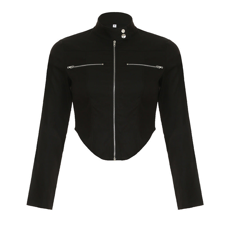 New Stand-up Collar Slim Fit Short Zipper Jacket
