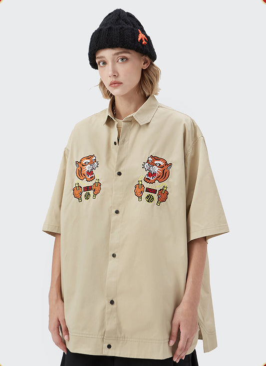 Chemise brodée Guerrier Tigre